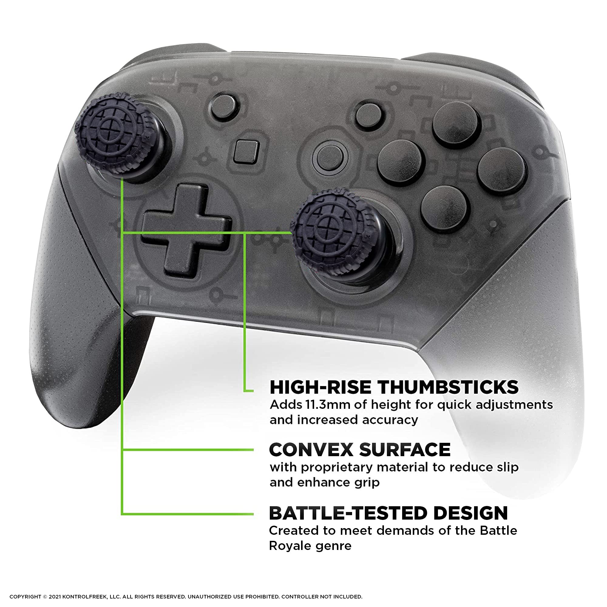 KontrolFreek FPS Freek Battle Royale Nightfall Performance Kit for Nintendo Switch Pro Controller | Includes Thumbsticks and Grips | Black - Image 4