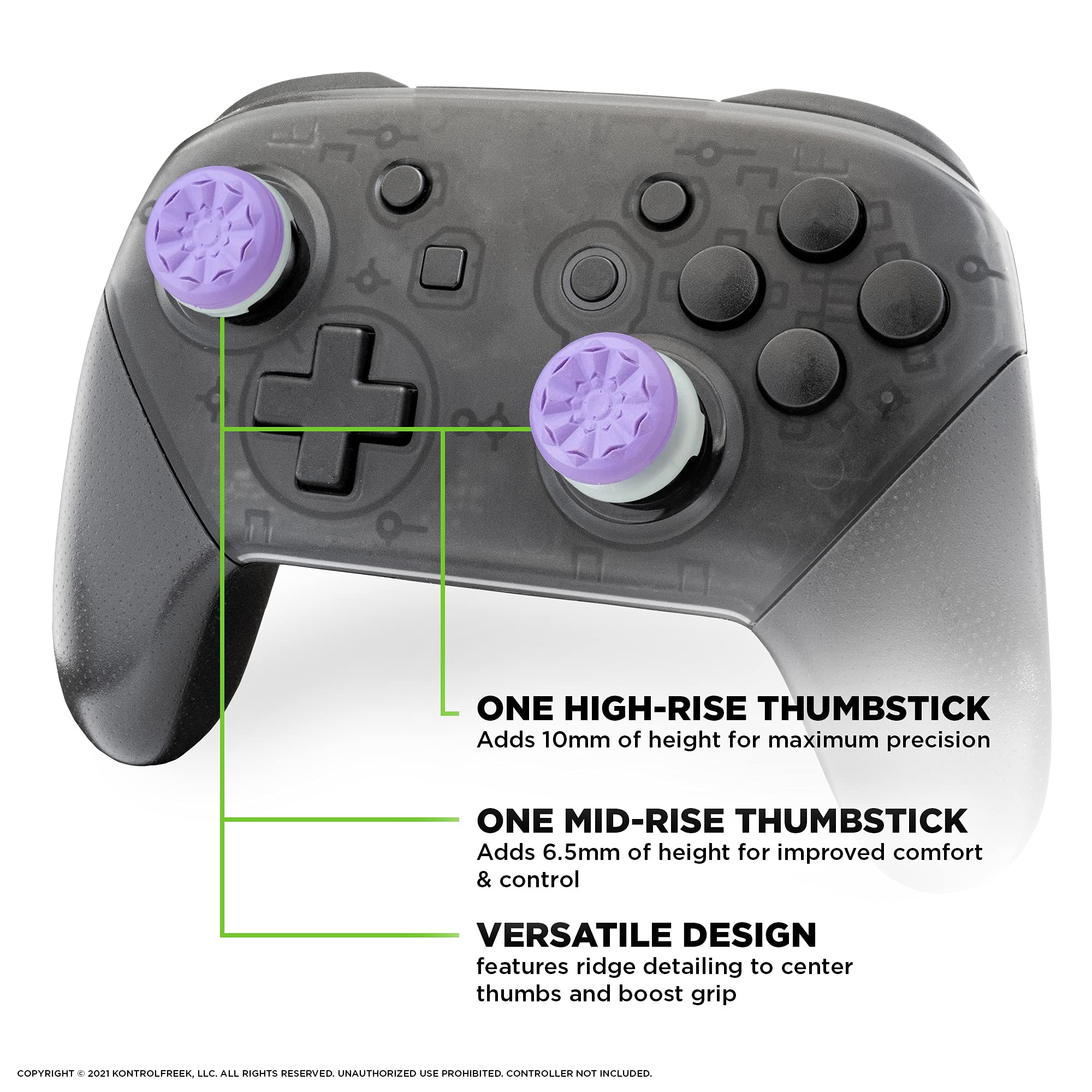 KontrolFreek FPS Freek Galaxy Performance Kit for Nintendo Switch Pro Controller | Includes Thumbsticks and Performance Grips | Purple - Image 4