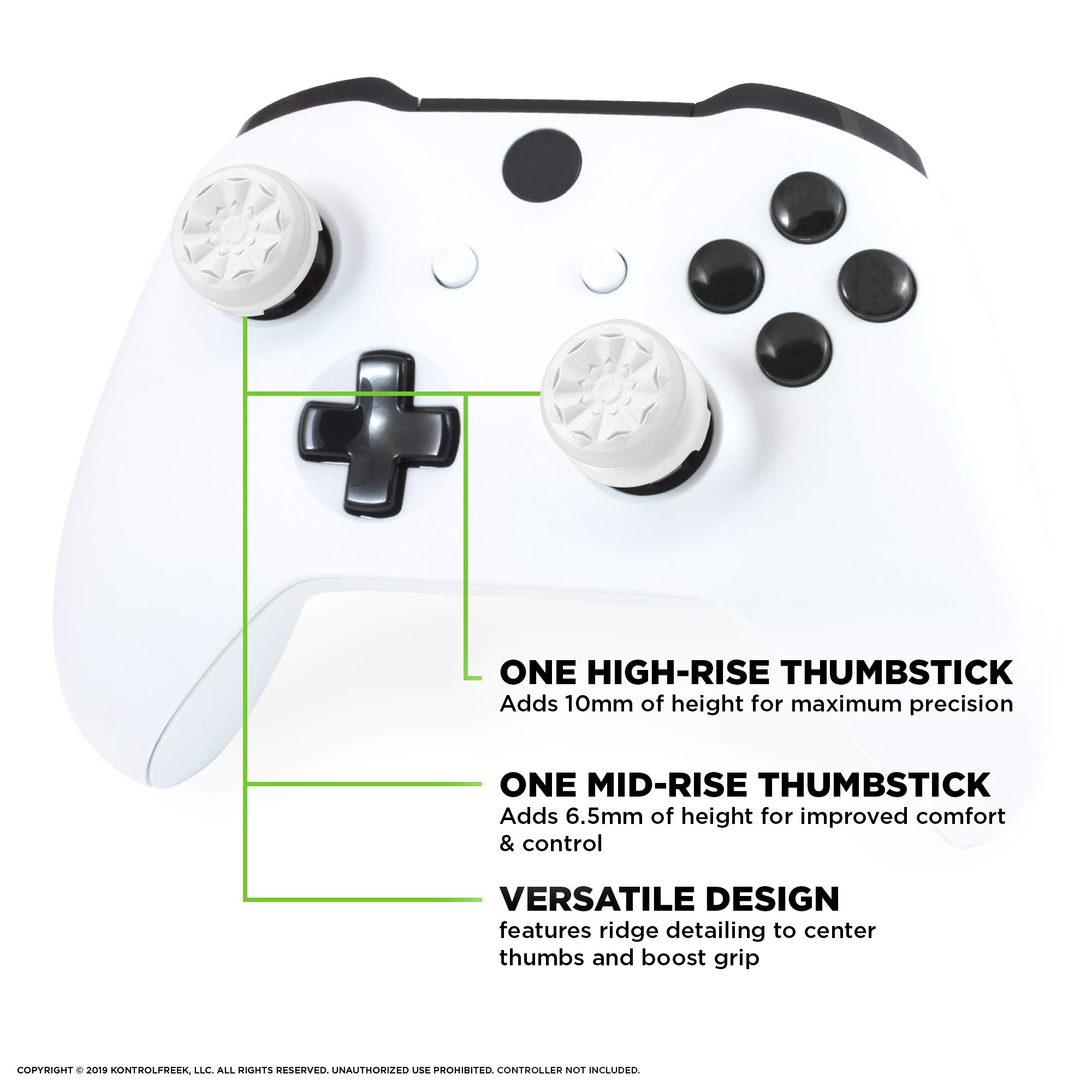 KontrolFreek FPS Freek Galaxy White for Xbox One and Xbox Series X Controller | Performance Thumbsticks | 1 High-Rise, 1 Mid-Rise | White - Image 4