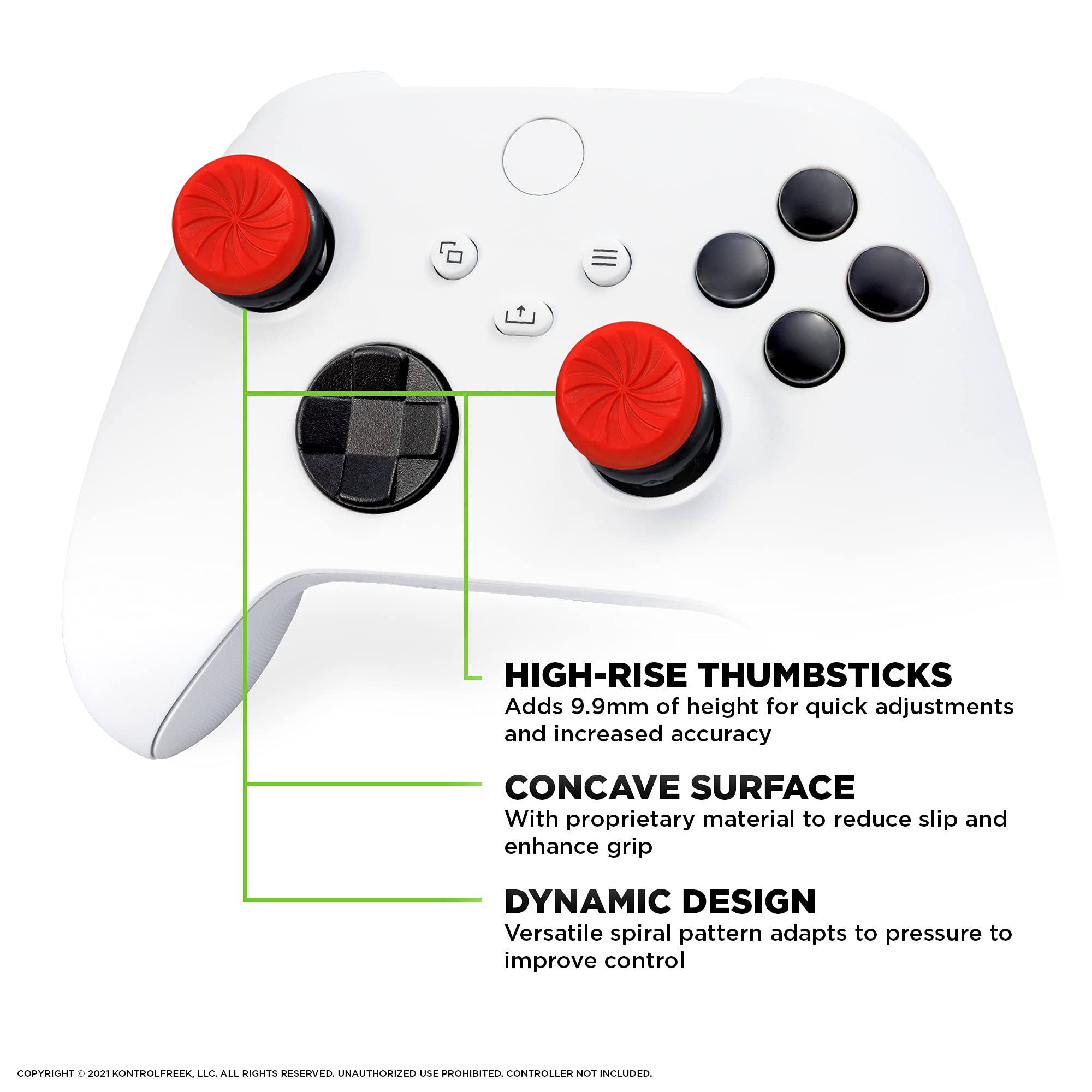 KontrolFreek FPS Freek Inferno Performance Kit for Xbox One and Xbox Series X Controller | Includes Performance Thumbsticks and Performance Grips | Red - Image 4