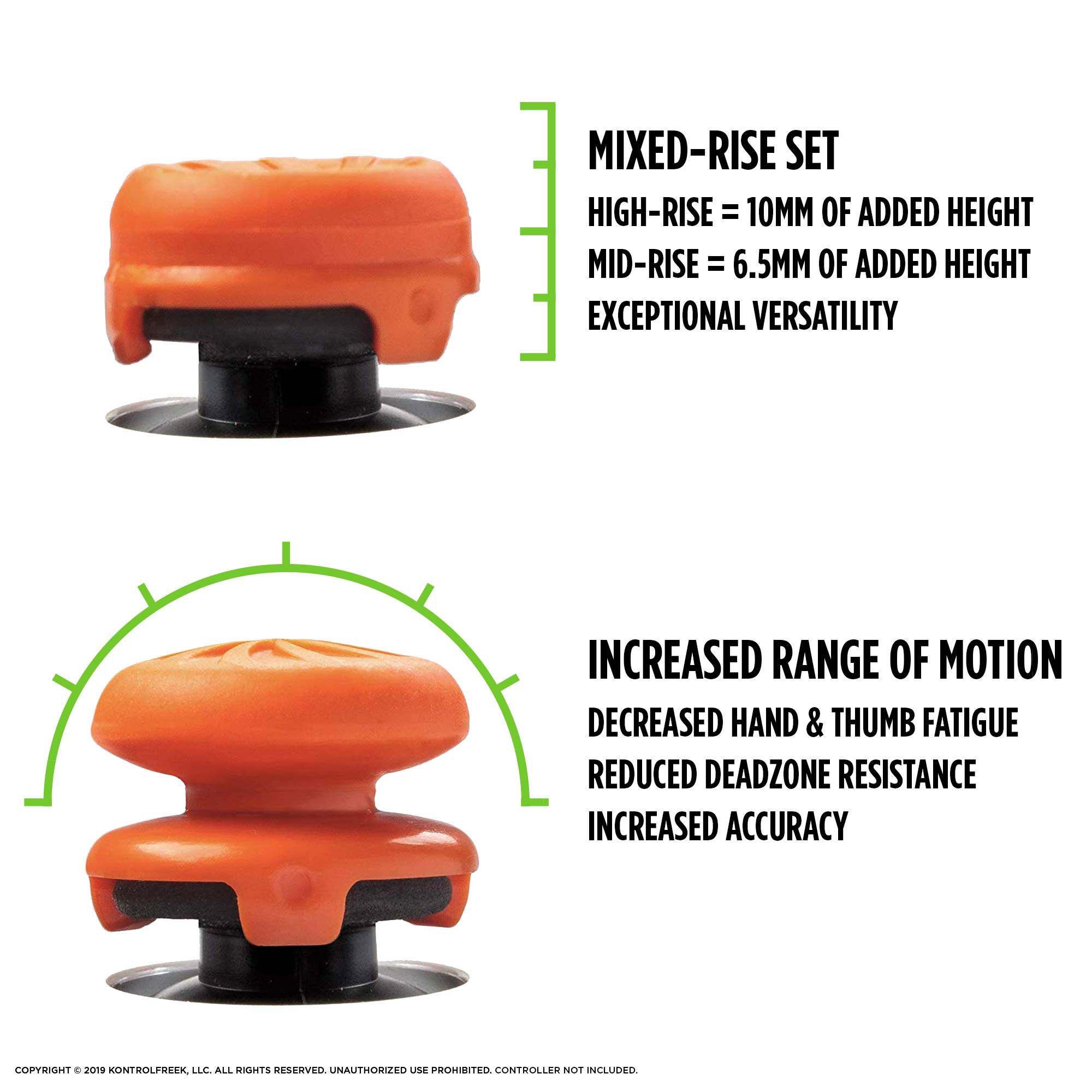 KontrolFreek FPS Freek Vortex for Xbox One and Xbox Series X Controller | Performance Thumbsticks | 1 High-Rise Convex, 1 Mid-Rise Concave | Orange - Image 3