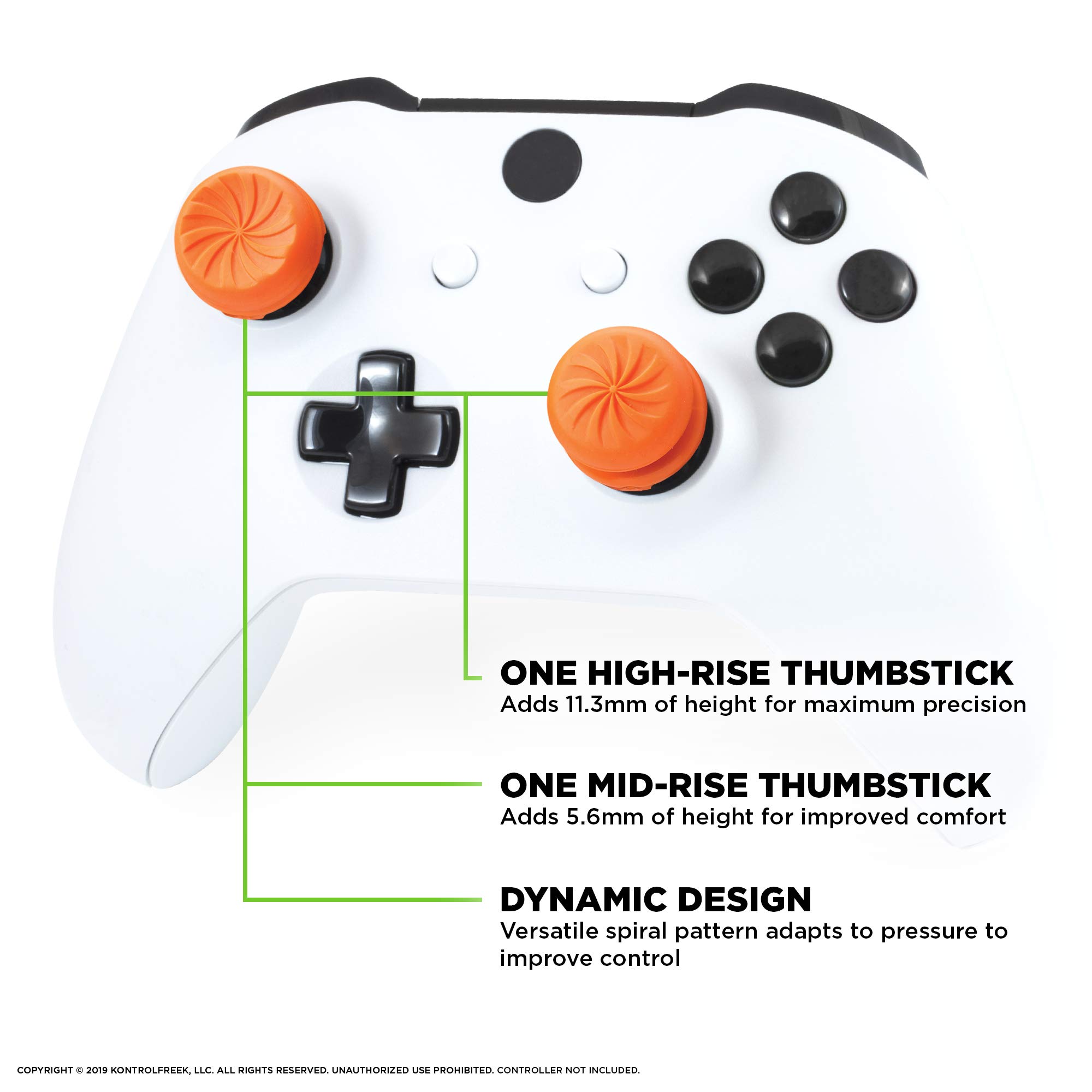 KontrolFreek FPS Freek Vortex for Xbox One and Xbox Series X Controller | Performance Thumbsticks | 1 High-Rise Convex, 1 Mid-Rise Concave | Orange - Image 4