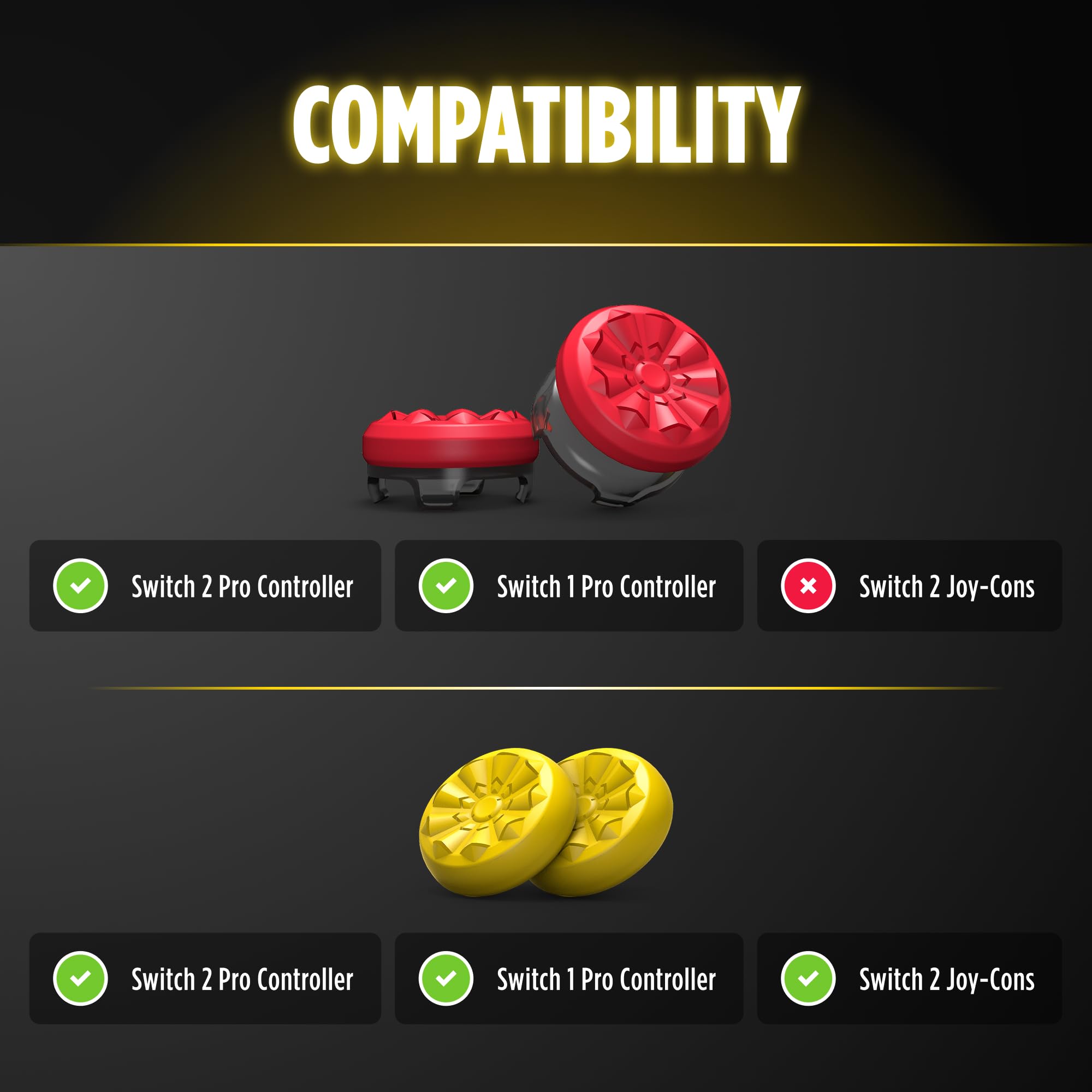 KontrolFreek Galaxy GamerPack – Electric Edition | Compatible with Nintendo Switch 2 | 4-Pack | Yellow and Red - Image 7