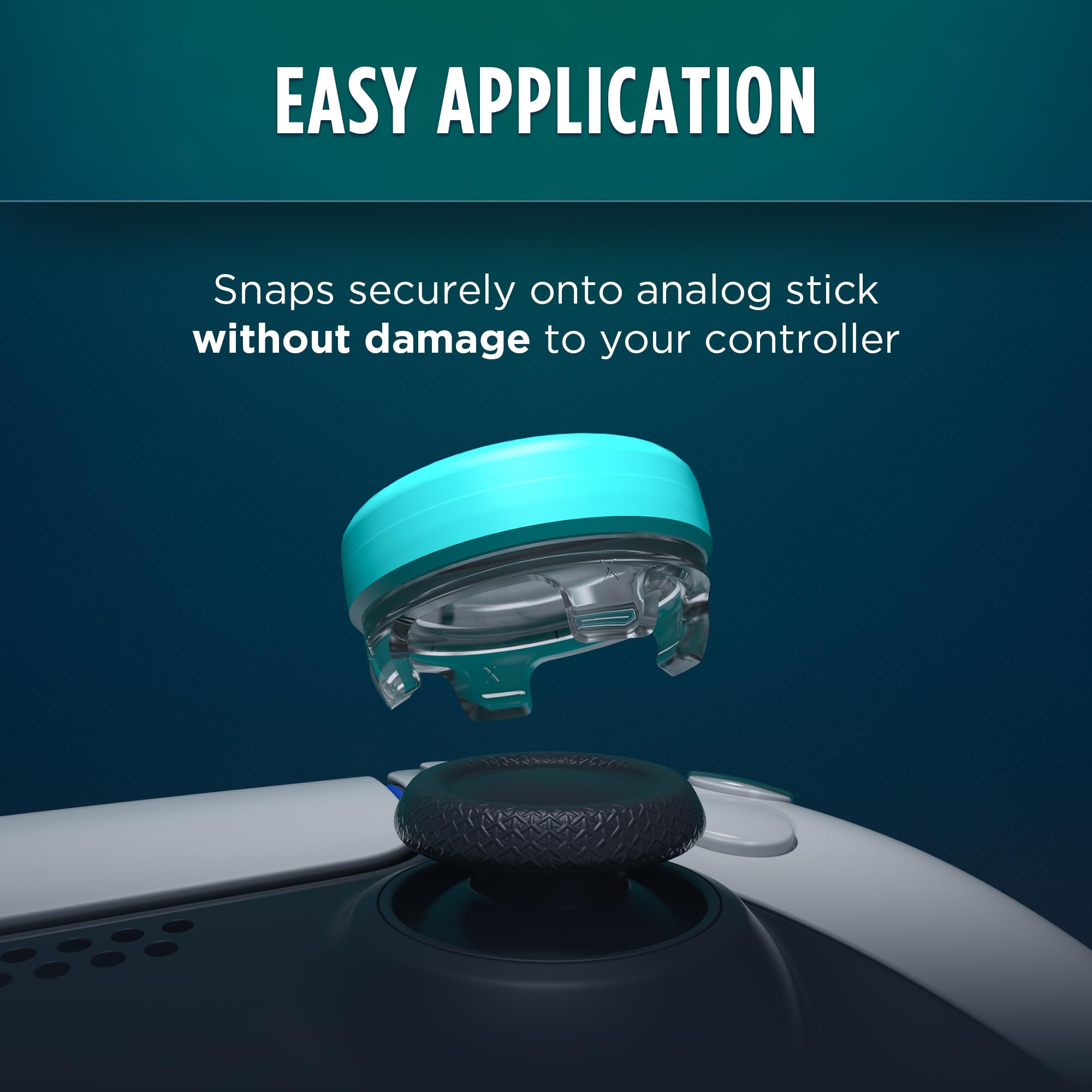 KontrolFreek Lotus for PlayStation 5 (PS5) and PlayStation 4 (PS4) | Performance Thumbsticks | 2 Mid-Rise Concave | Teal/Clear - Image 6