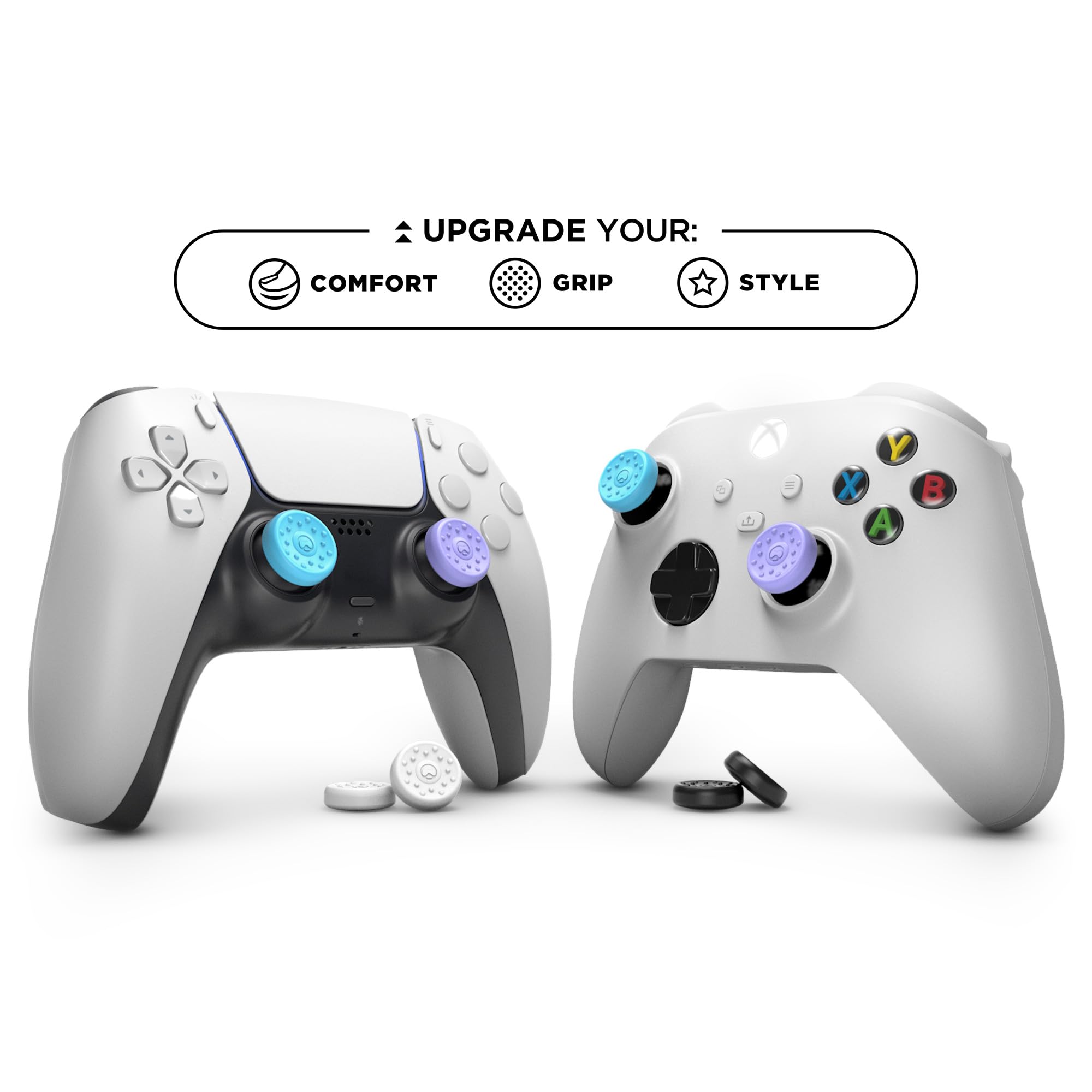 KontrolFreek No-Slip Thumb Grips | Universal Edition for Nintendo Switch Pro, Switch 2, PlayStation 4, PlayStation 5, Xbox One & Xbox Series X|S Controller | 8-Pack | Lavender/Aqua/White/Black - Image 3