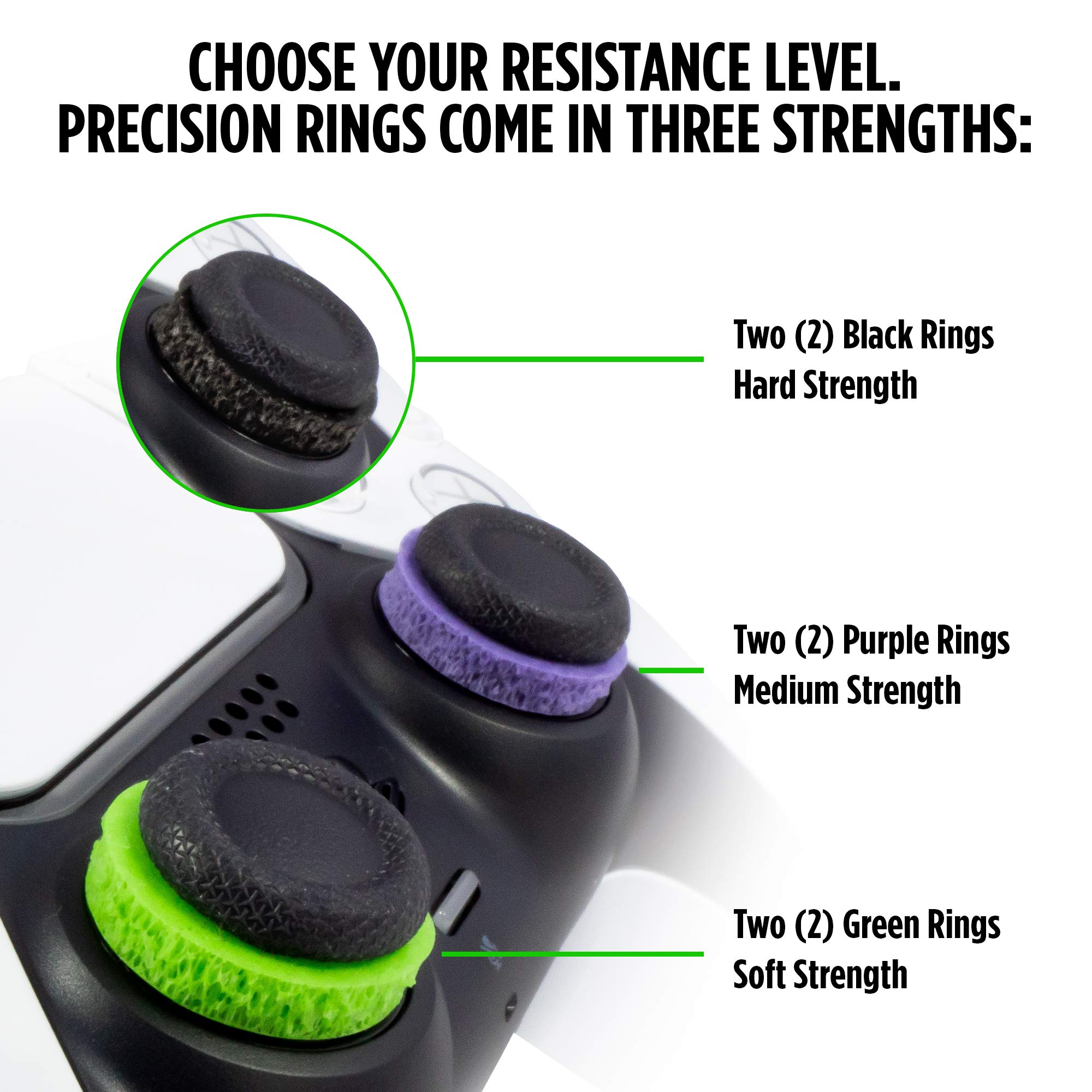 KontrolFreek Precision Rings | Aim Assist Motion Control for PlayStation 4 (PS4), PS5, Xbox One, XBX, Switch Pro & Scuf Controller (Black/Purple/Green) - Image 3