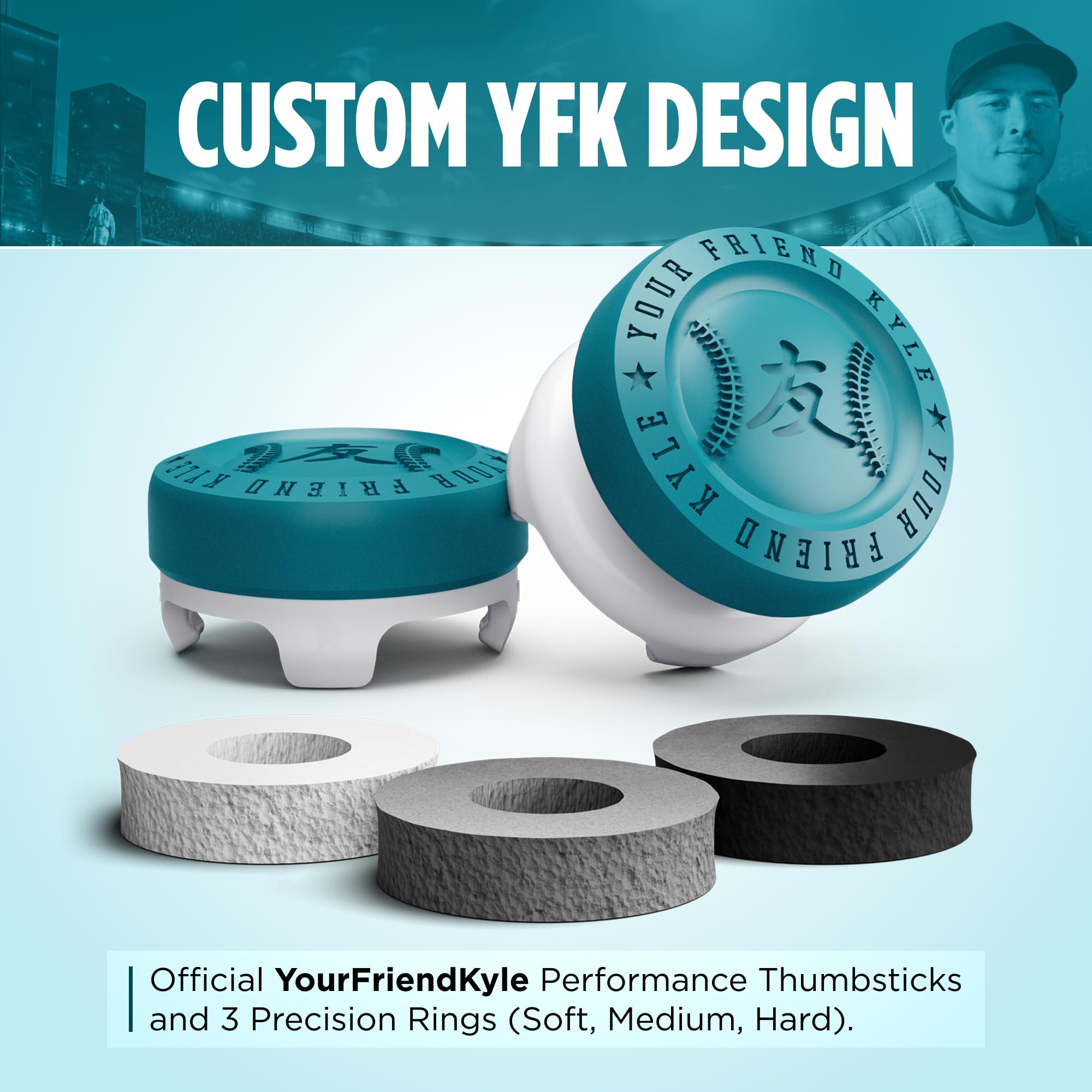 KontrolFreek YourFriendKyle (YFK) Precision Sports Baseball Kit | for PlayStation 4 (PS4), PlayStation 5 (PS5) Controller | Blue and White - Image 3